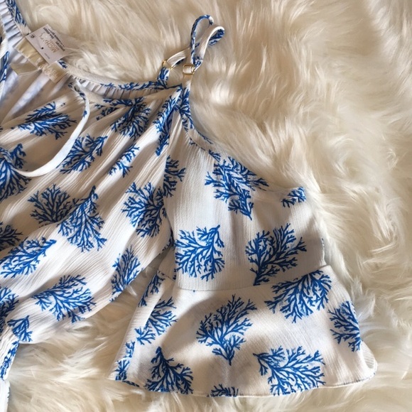 NWT MICHAEL Michael Kors Blue/White Coral Reef Print Maxi Dress - Picture 10 of 16